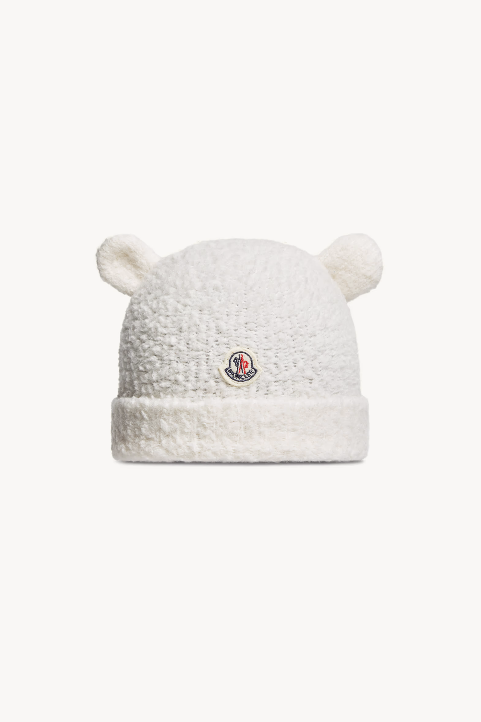 Wool Blend Beanie with Teddy Bear Ears Gender Neutral White Moncler 0